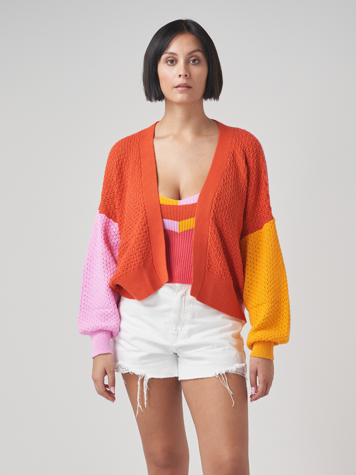 Pointelle Colourblock Cardigan