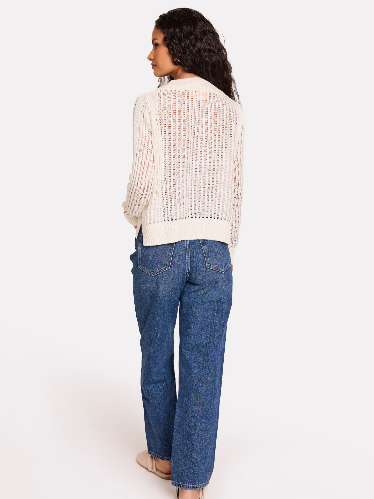 Ladder Stitch V Neck Jumper