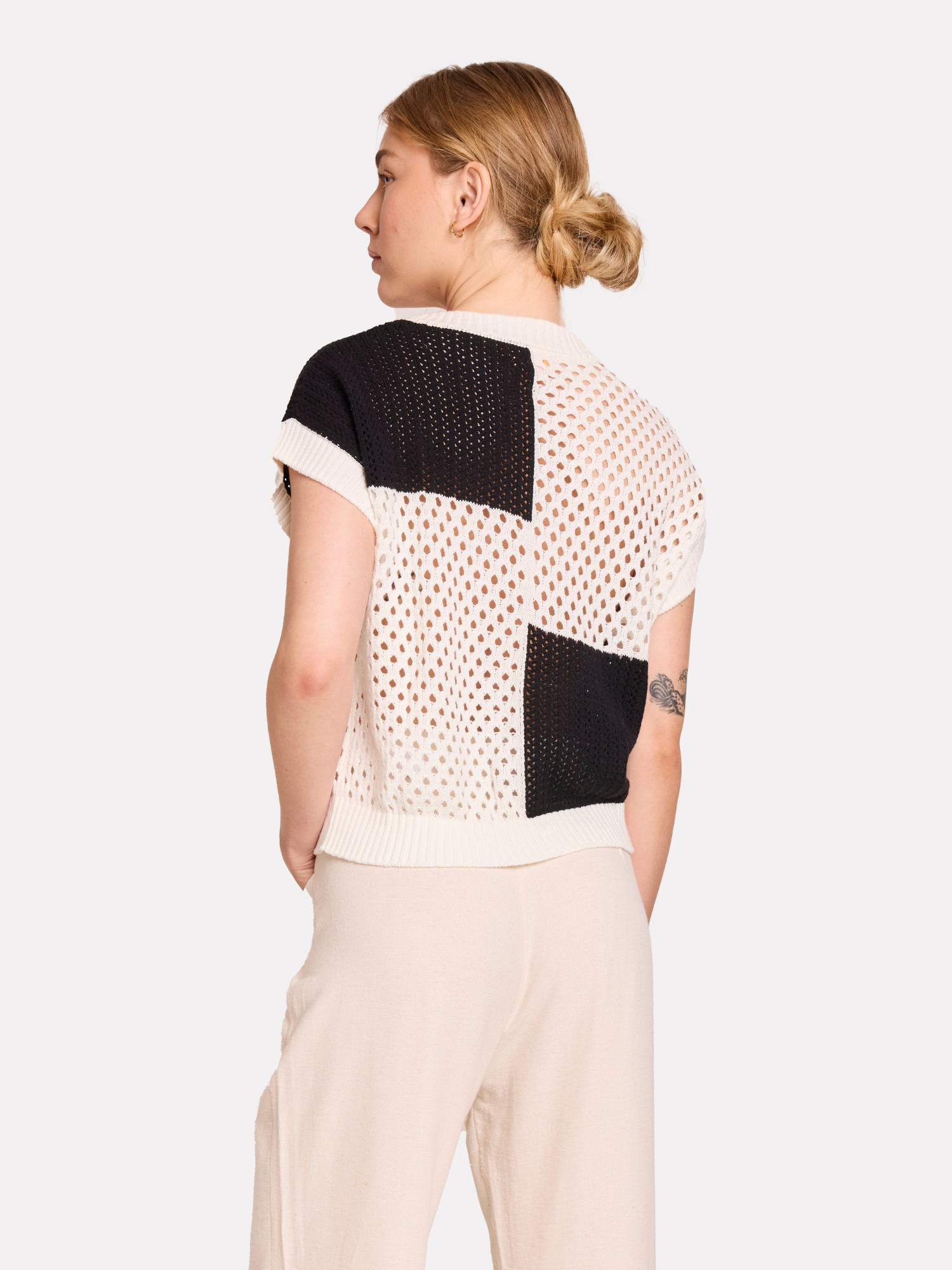 Patched Pointelle Tee
