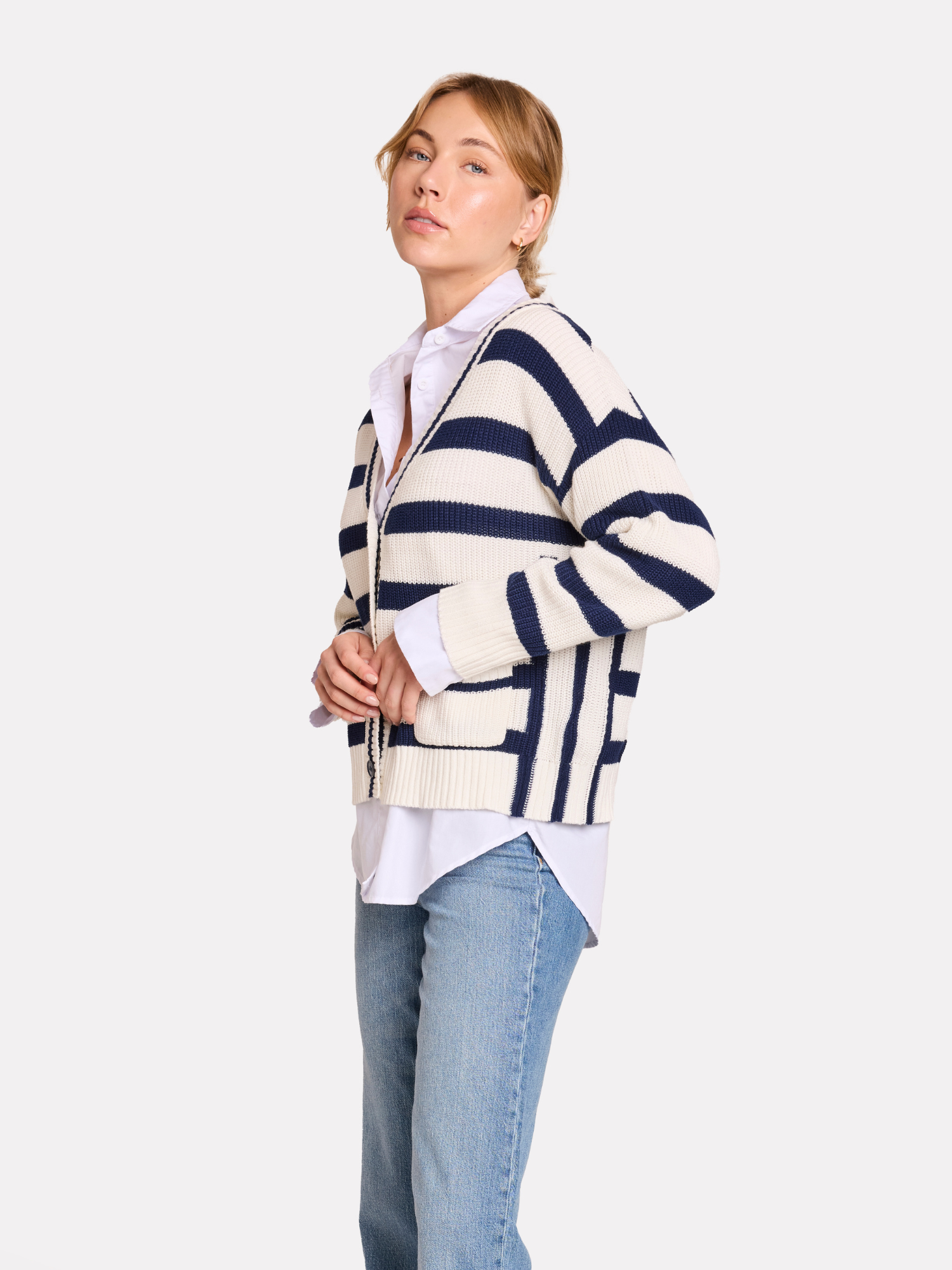 Stripe Crop Cardigan