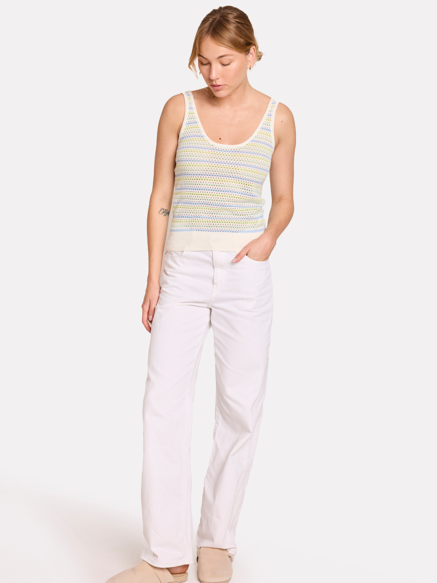 Rainbow Stripe Pointelle Vest
