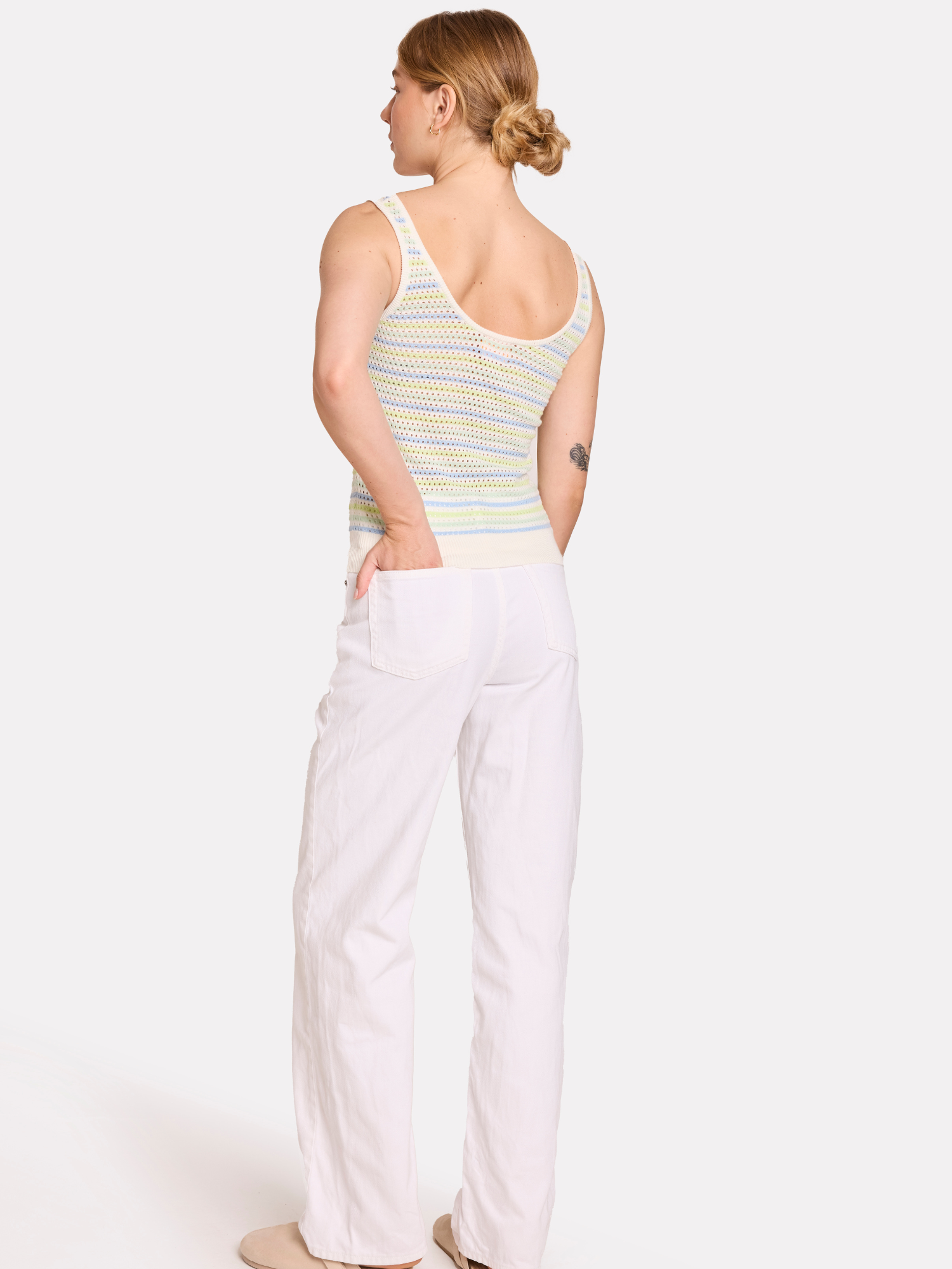 Rainbow Stripe Pointelle Vest
