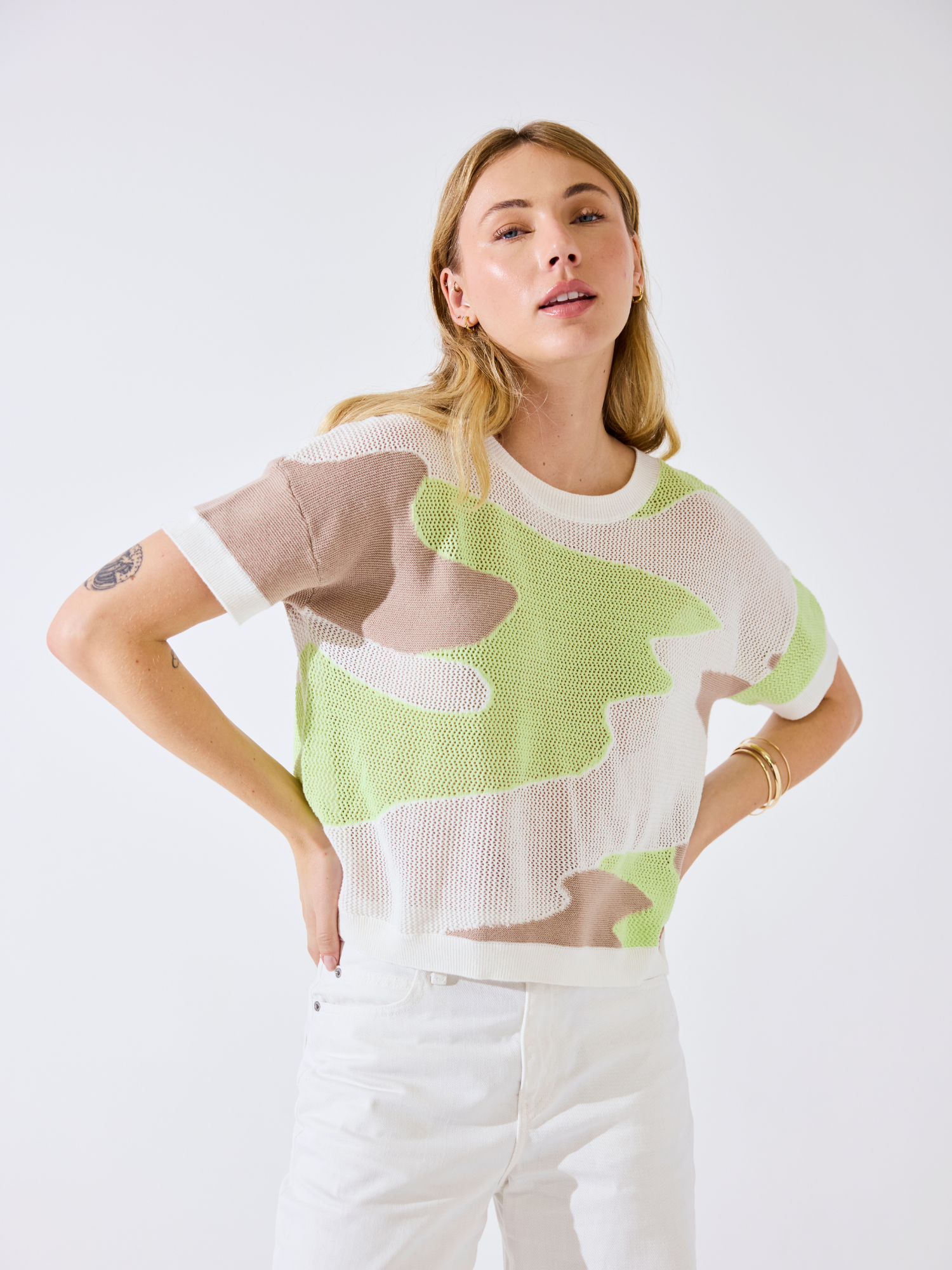Mix Stitch Camo Tee