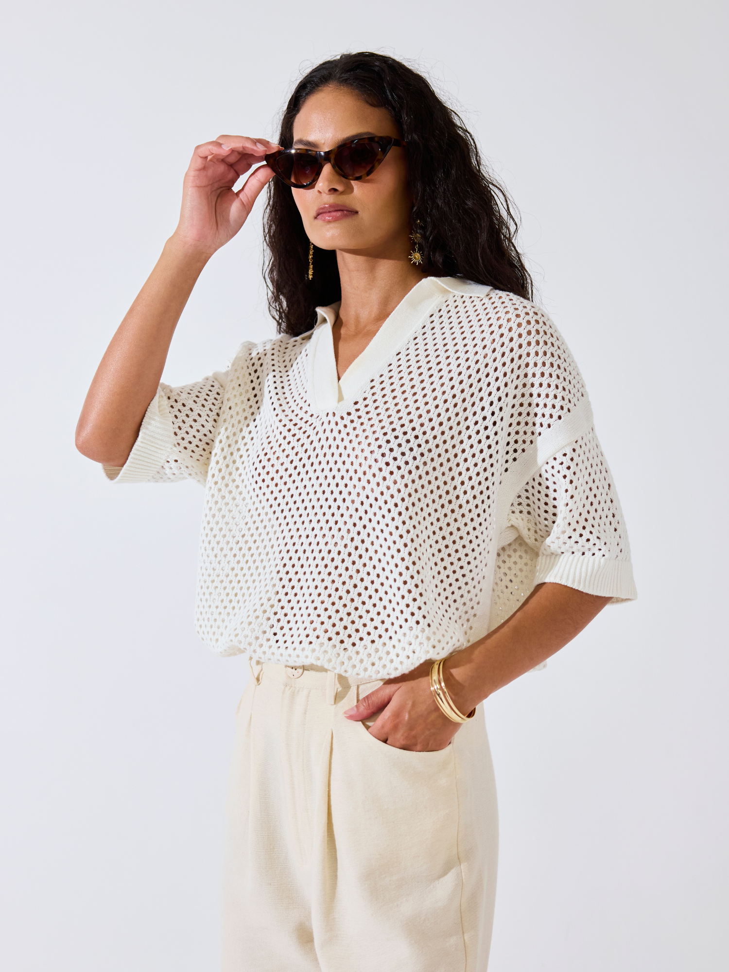 Relaxed Pointelle Polo