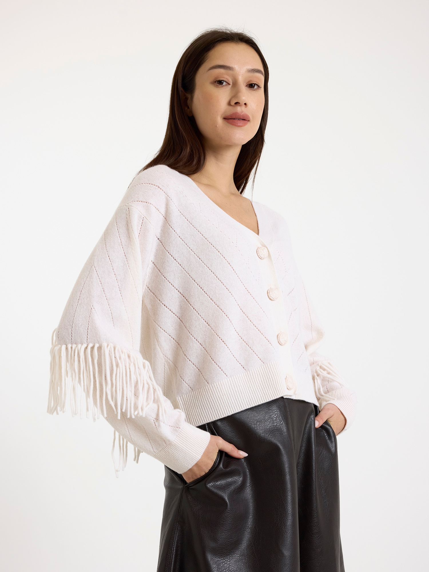 Ashley Cashmere Fringe Cardigan