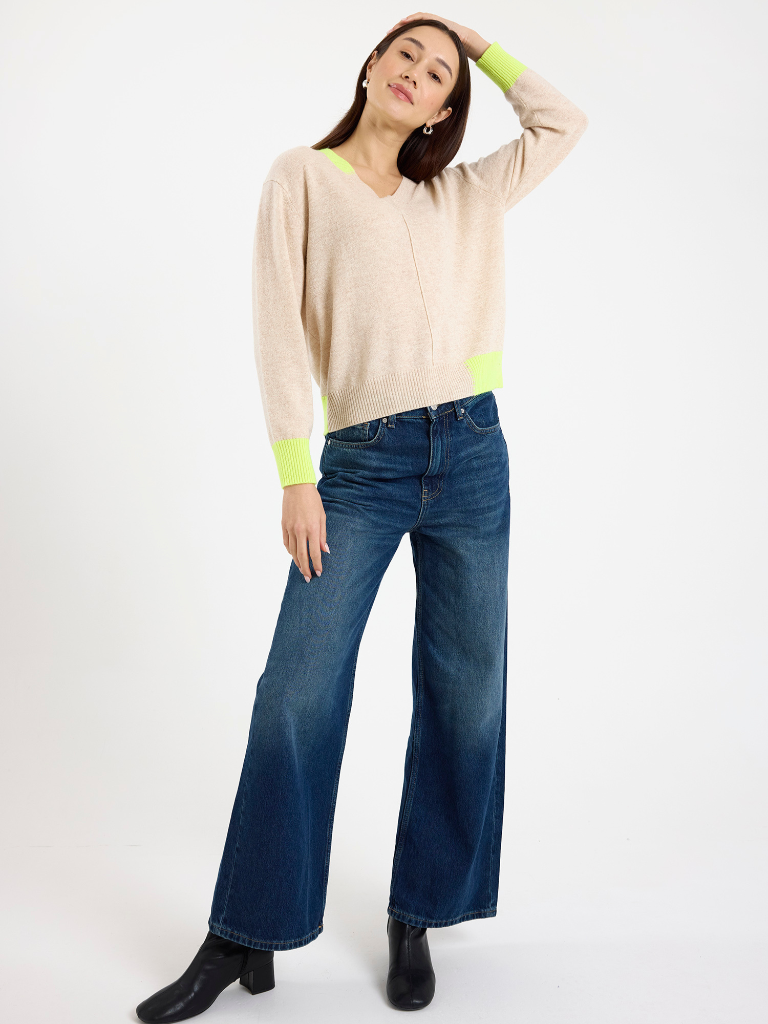 Colour Pop Maria Cashmere V Neck Jumper