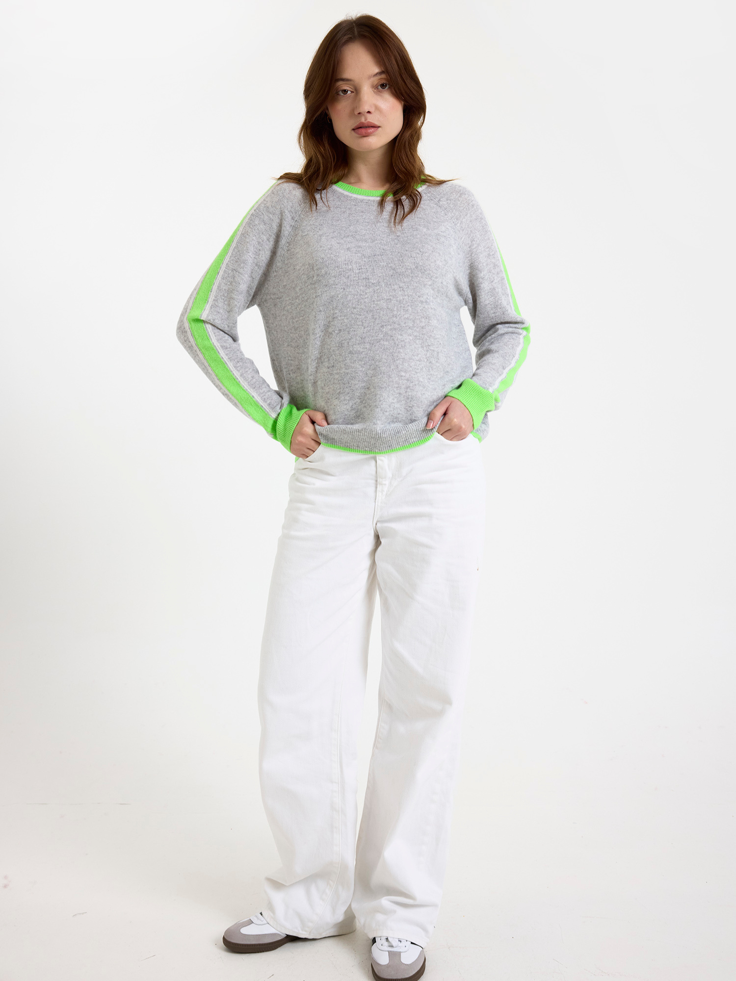 Striped Sleeve Cashmere Jumper