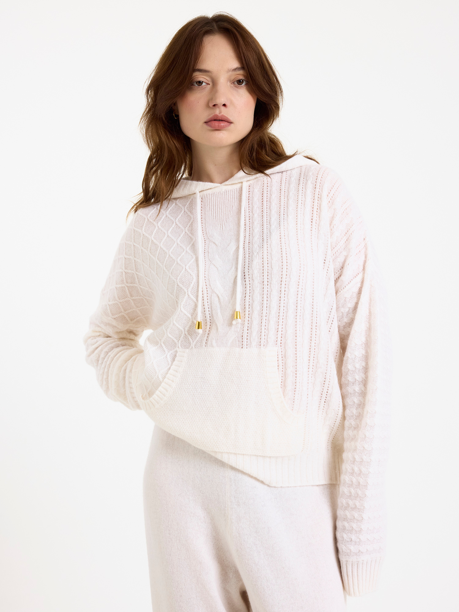 Luxe Cable Cashmere Hoodie