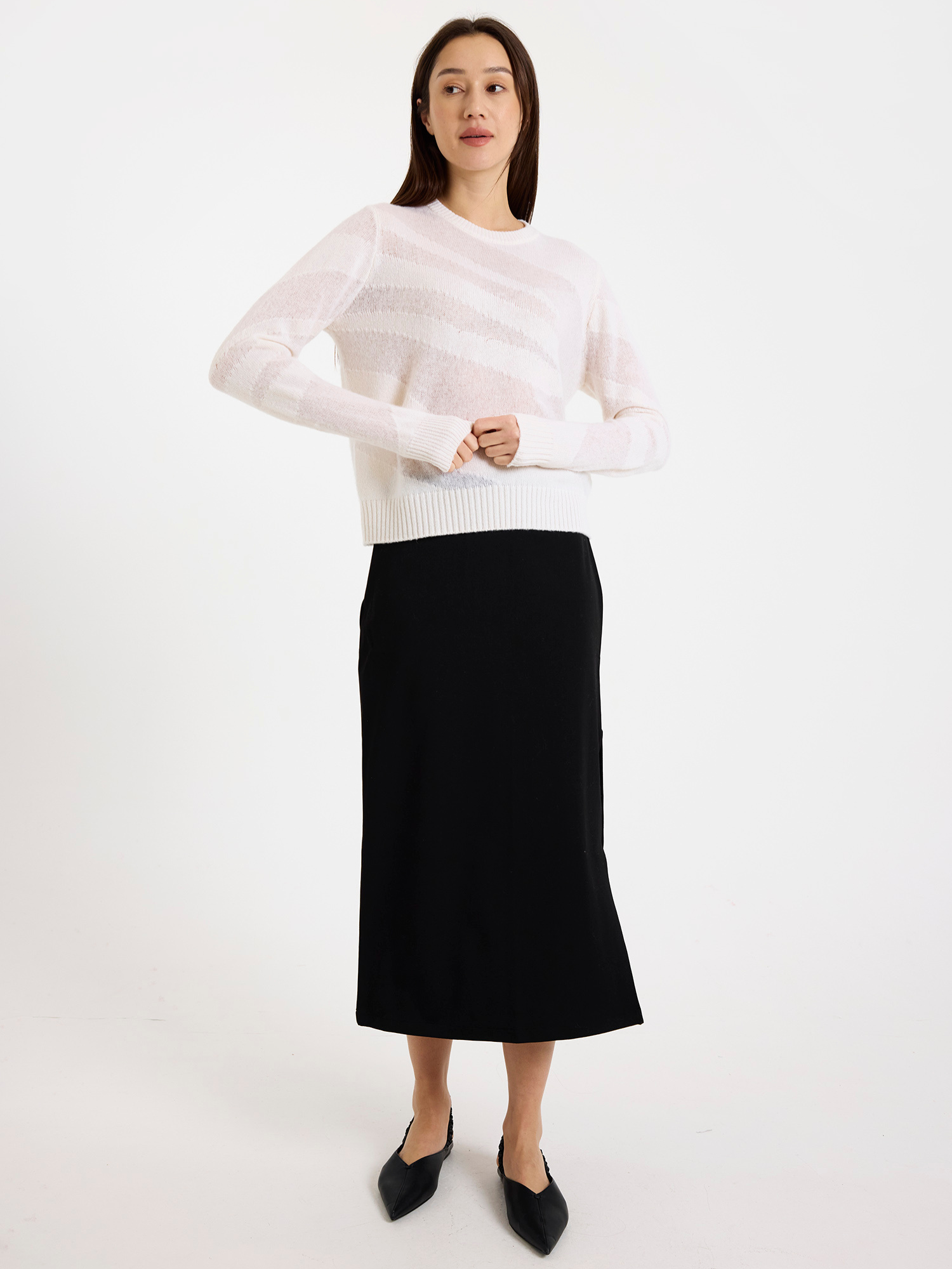Mix Gauge Zebra Cashmere Crew Neck Jumper