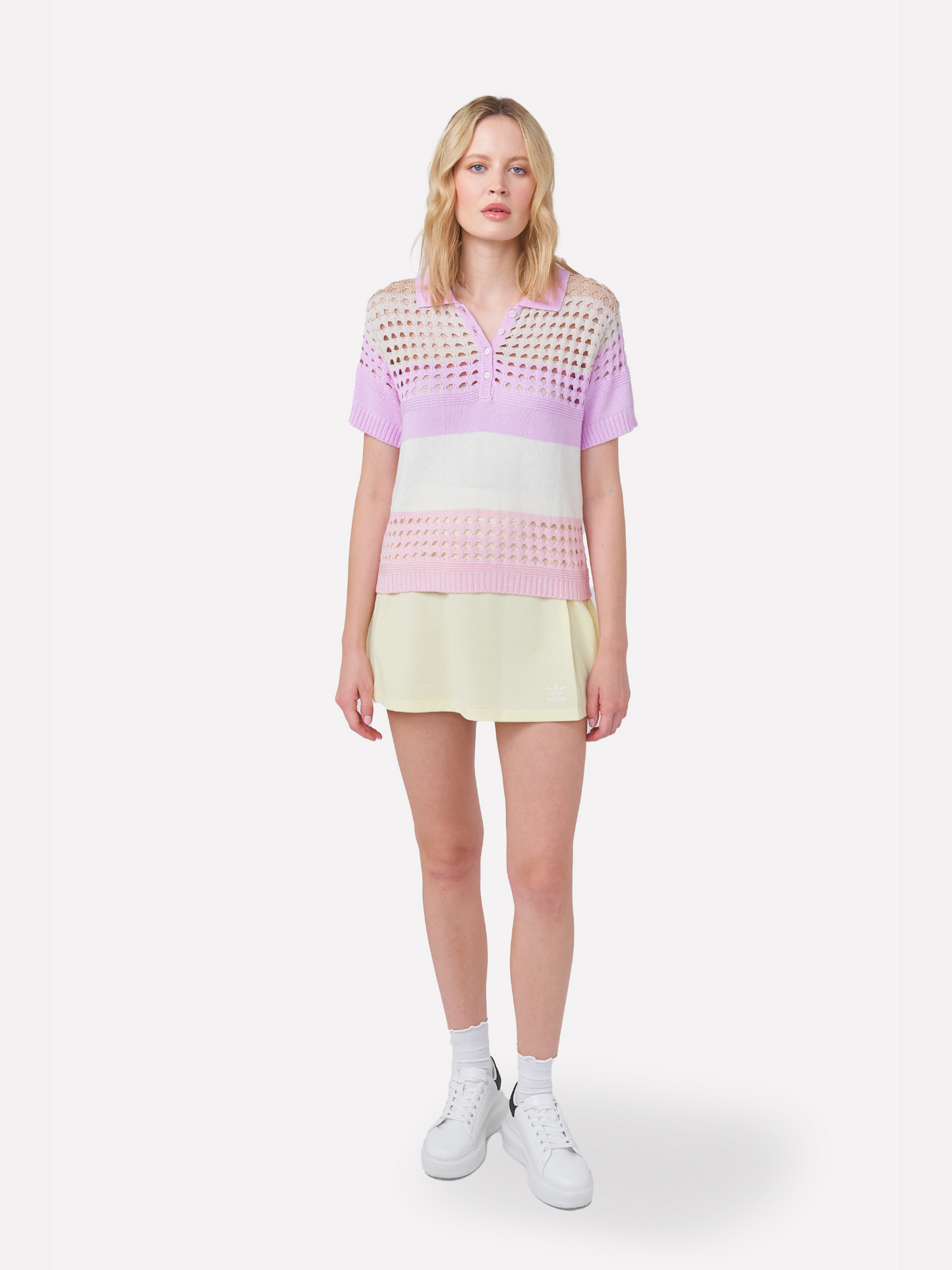 Pointelle Stripe Polo T-shirt