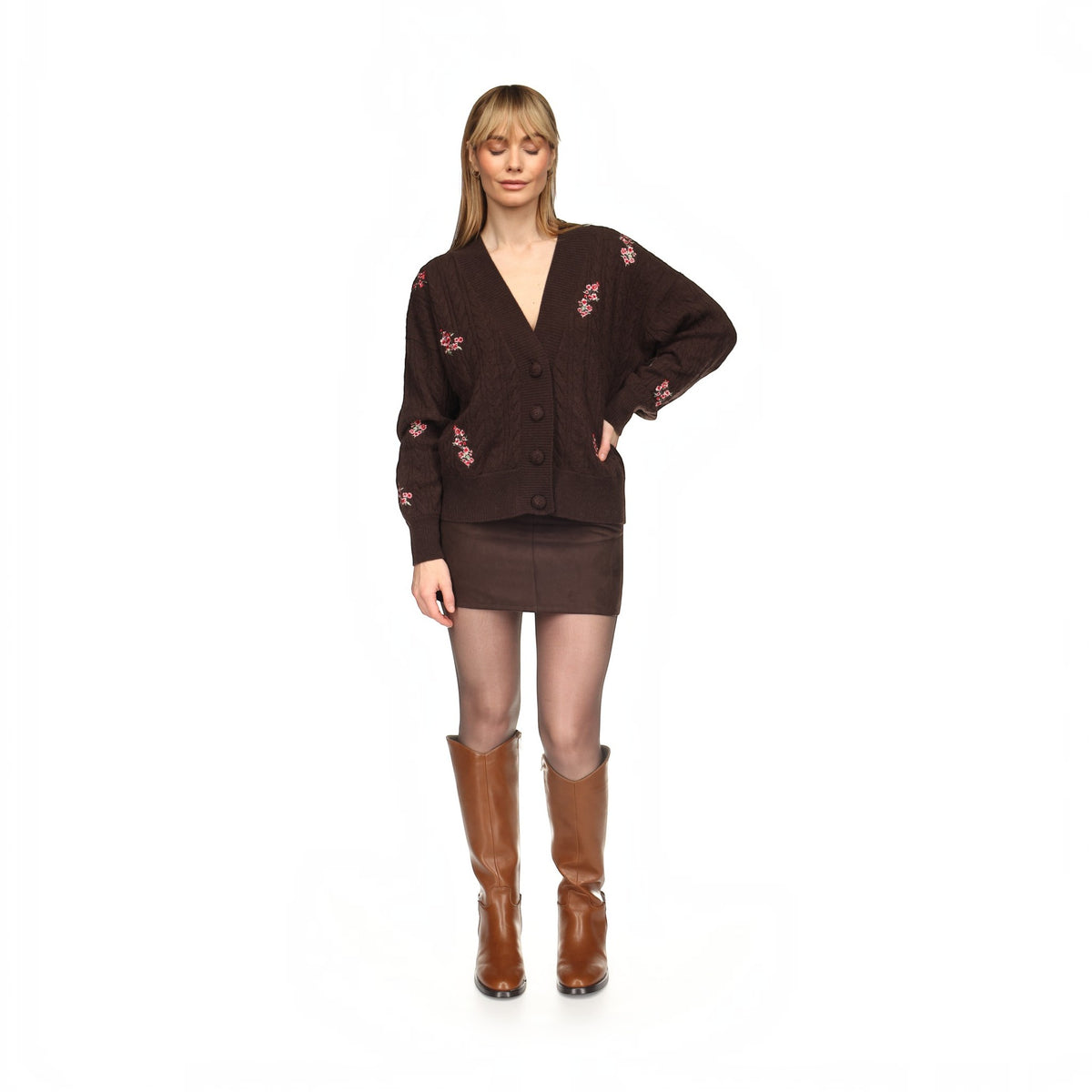 FLOWER CABLE CARDI