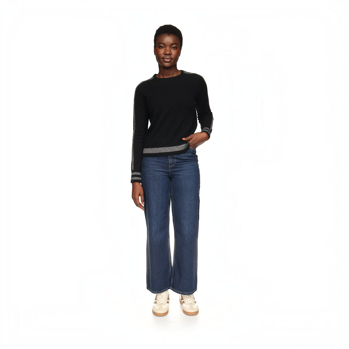 CATHY SLEEVE STRIPE CREW