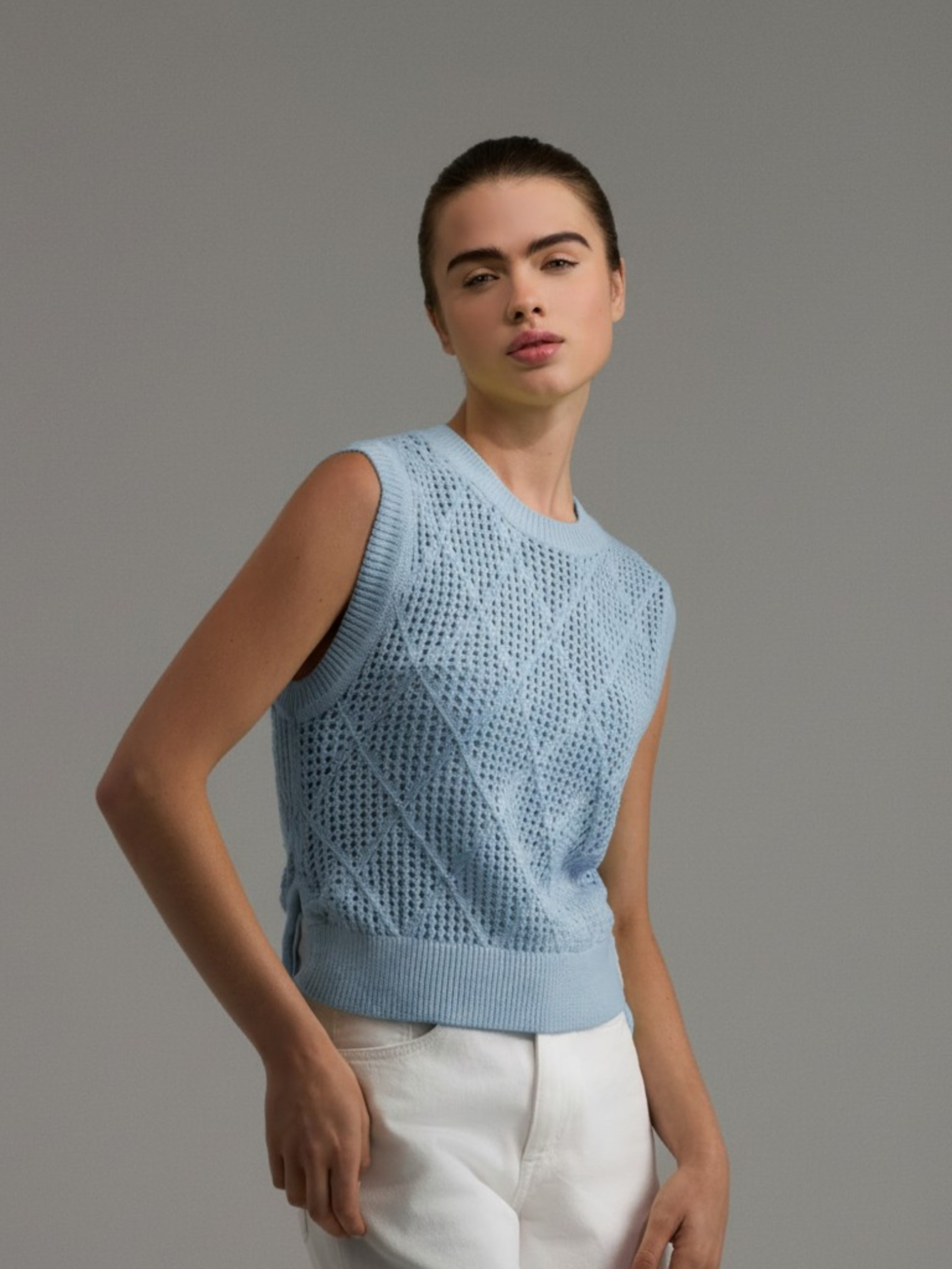 Tie Detail Diamond Vest